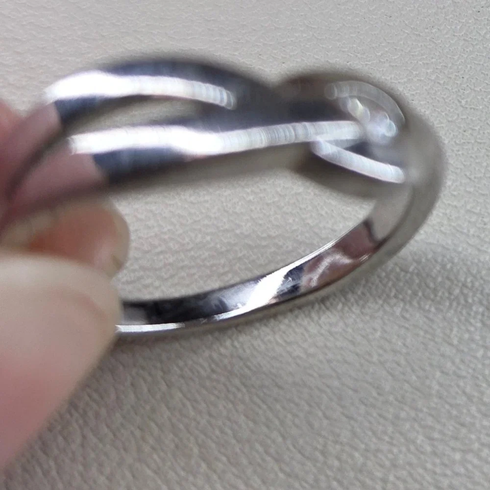 Silver Tone Infinity Knot Bypass Wrap Ring Clear Round Stone Size 10 AS IS